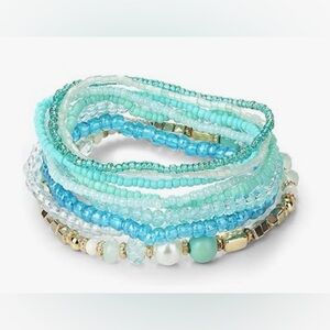 Turquoise and Gold Beaded Bracelet Set